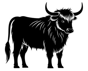 Highland Cow Silhouette Vector & Rustic Animal SVG