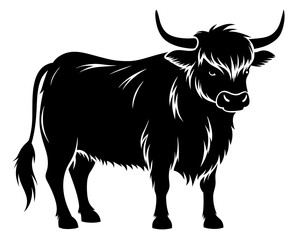 Highland Cow Silhouette Vector & Rustic Animal SVG