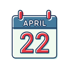 Fototapeta premium April 22 calendar icon in flat style with red and blue colors