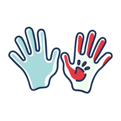 Obraz premium Adult and child handprints icon in flat style with red and teal