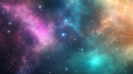 Vivid abstract nebula with swirling galaxies and glowing stars, merging cosmic colors into a dreamy sci-fi space art composition