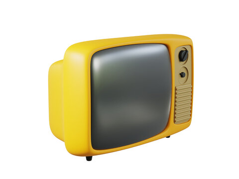 3D rendering yellow vintage Television