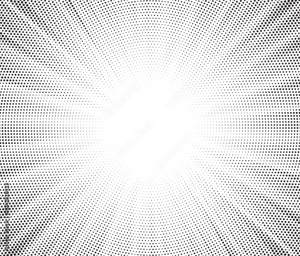 Poster Halftone gradient sun rays pattern. Abstract halftone vector dots background. monochrome dots pattern. Vector background in comic book style with sunburst rays and halftone. Retro pop art design.