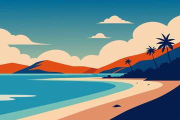 Obraz premium tropical beach with palm trees