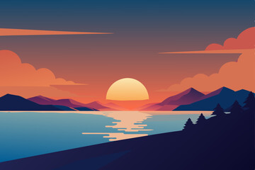 sunset in the mountains