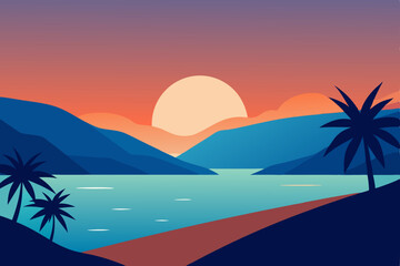 Obraz premium tropical beach with palm trees
