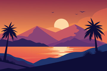 sunset over the desert