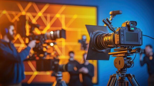 Video Production Event Featuring Professional Cameras in a Studio Setting Creative Environment Cinematic Viewpoint