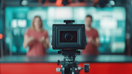 Filming a Social Media Segment Studio Video Production Modern Environment Close-up View Engaging Content