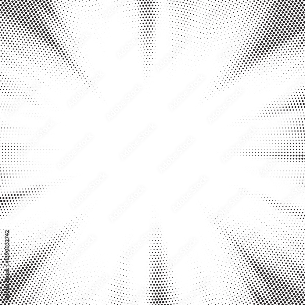 Aufkleber Halftone gradient sun rays pattern. Abstract halftone vector dots background. monochrome dots pattern. Vector background in comic book style with sunburst rays and halftone. Retro pop art design.