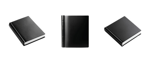 Black hardcover book or note on different angles capturing its simple and sleek design