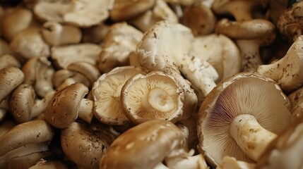 Close-up of white and brown oyster mushrooms with detailed gills