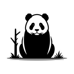 Panda Silhouette - Minimalist Panda Silhouette - Illustration of Panda - Wildlife Nature Silhouette.