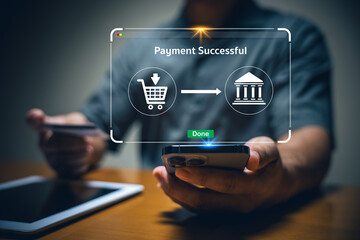 Online payment success e-commerce shopping checkout digital environment mobile interaction virtual payment process