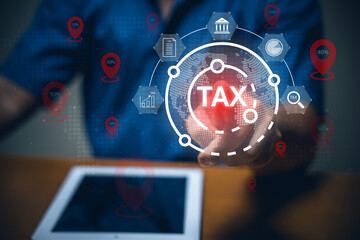 Digital tax management strategies business environment infographic design interactive graphic modern viewpoint financial concept