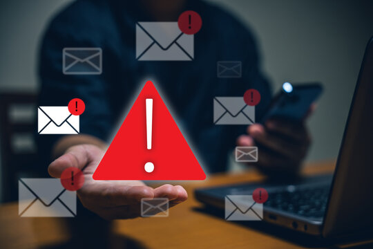 Email alert notification action home office digital content dark environment close-up viewpoint cybersecurity awareness