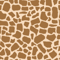 Seamless animalistic giraffe skin pattern. Fashionable brown fluffy background. Hand drawn animal texture for print, textile, fabric, packaging. © Инна Бородулина