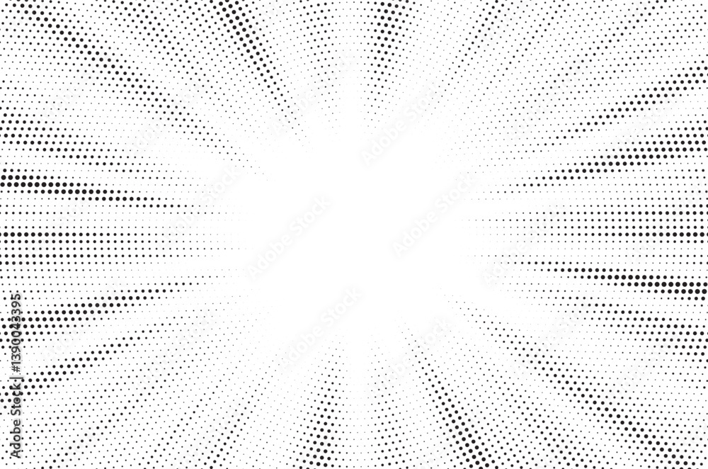 Aufkleber Halftone gradient sun rays pattern. Abstract halftone vector dots background. monochrome dots pattern. Vector background in comic book style with sunburst rays and halftone. Retro pop art design.