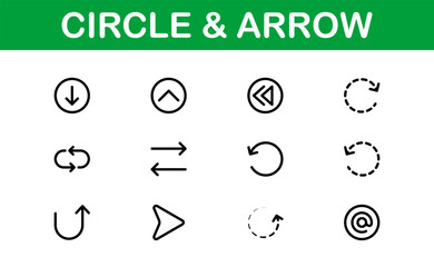 Modern Circle and Arrow Icon Set Vector Illustration. Featuring Dynamic Shapes and Directional Symbols Perfect for Navigation and Flow Designs.