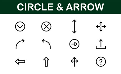 Modern Circle and Arrow Icon Set Vector Illustration. Featuring Dynamic Shapes and Directional Symbols Perfect for Navigation and Flow Designs.