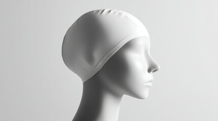 White silicone swim cap mockup for design and branding presentation. Design mockup