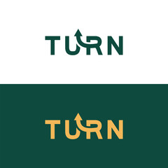 logotype typography logo called 'Return' with the letter R as left arrow.