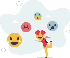 Naklejka premium Emotional intelligence and ability to read emotions.Psychological feeling with mental understanding about emotional expression.flat character life .