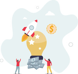 Venture capital as private equity and investors finances.Start up company capital growth from crowdfunding money raising.flat character life .