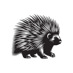 Porcupine Silhouette - Minimalist Porcupine Vector - Illustration of Porcupine - Wildlife silhouette.