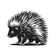 Porcupine Silhouette - Minimalist Porcupine Vector - Illustration of Porcupine - Wildlife silhouette.