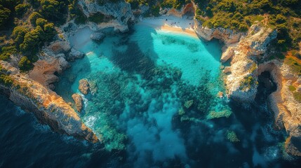 Fototapeta premium Turquoise water aerial view