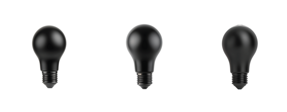 black bulbs aligned in a row showcasing a modern and sleek design with shine