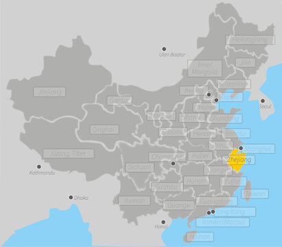 china, map, zhejiang,