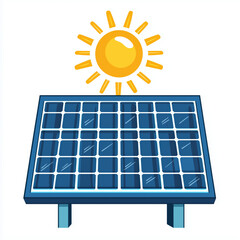 Solar panels capturing sunlight in a bright, illustrated style  