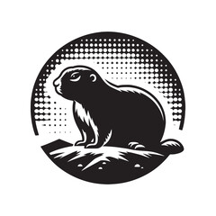 Prairie Dog Silhouette - Minimalist Prairie Dog Vector - Illustration of Prairie Dog .