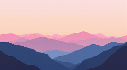 Obraz premium Abstract mountain landscape in pastel colors at sunset 