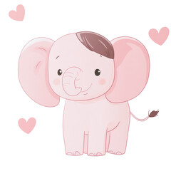 Fototapeta premium A cute pink elephant with lovely heart