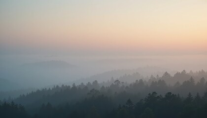 Fototapeta premium Majestic sunrise over misty hills nature photography serene landscape tranquil environment aerial view peaceful concept for nature lovers