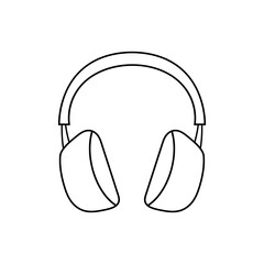 Hand drawn outline illustration of headphone. Headset line art isolated on white background