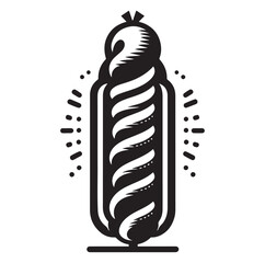 Sausage fast food vector illustration outline, silhouette on white background