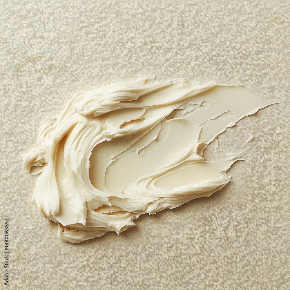 Aufkleber Creamy frosting spread across a smooth surface, showcasing texture and consistency in a kitchen setting during daytime