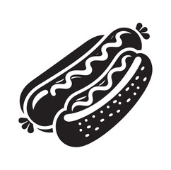 Sausage fast food vector illustration outline, silhouette on white background