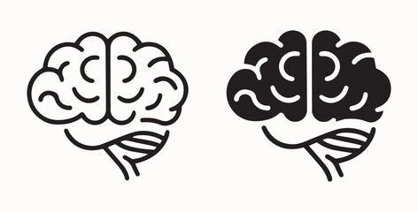 Human brain icon set. Thinking, mind refresh, brain health, creative vector illustration. Human brain icon set with different style. Creative idea flat line icon.