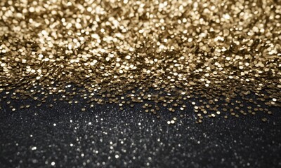 Golden glitter spread across a dark surface creates a festive atmosphere for celebrations or craft projects