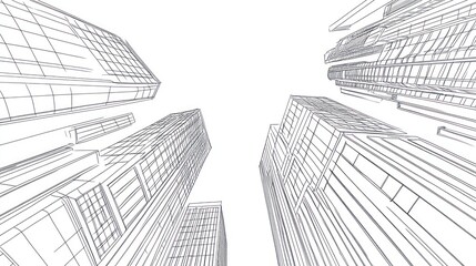 Fototapeta premium Architectural Perspective of Skyscrapers