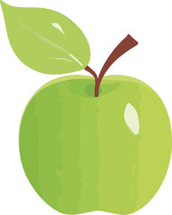 Green Apple with Leaf
