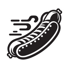 Sausage fast food vector illustration outline, silhouette on white background