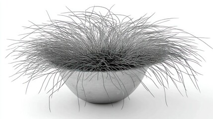 Obraz premium Gray grass in a round planter
