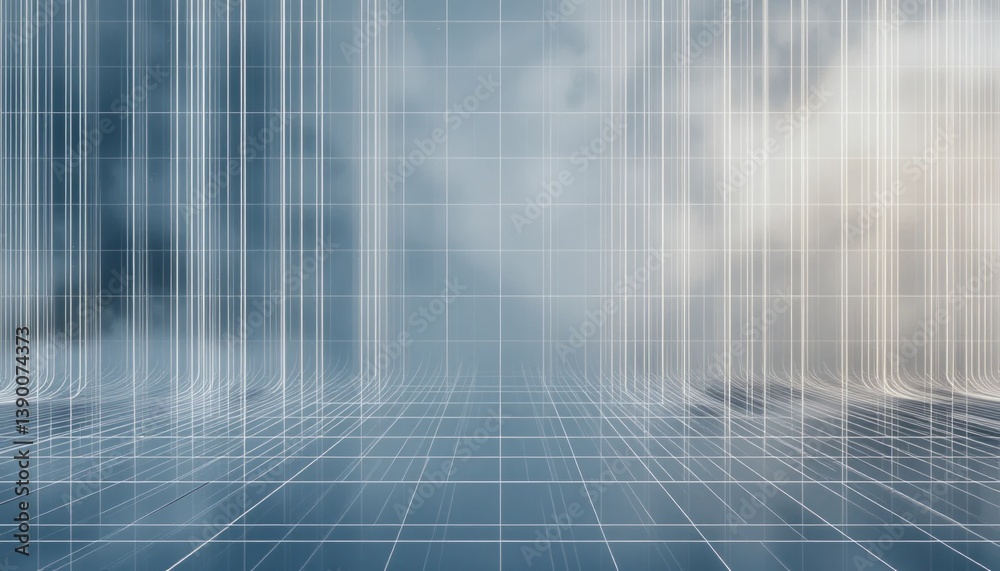 Poster dynamic digital grid environment showcasing futuristic technology in a virtual space with abstract e