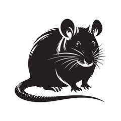 Minimalist Rat Silhouette - Rat Illustration - Rat Vector - Rat Design.